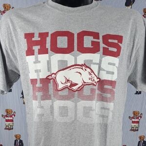 University of Arkansas Razorbacks Hogs graphic grey & red collegiate LG t-shirt